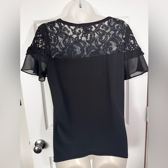Anne Klein Black Blouse with Lace Detail - Picture 4 of 6